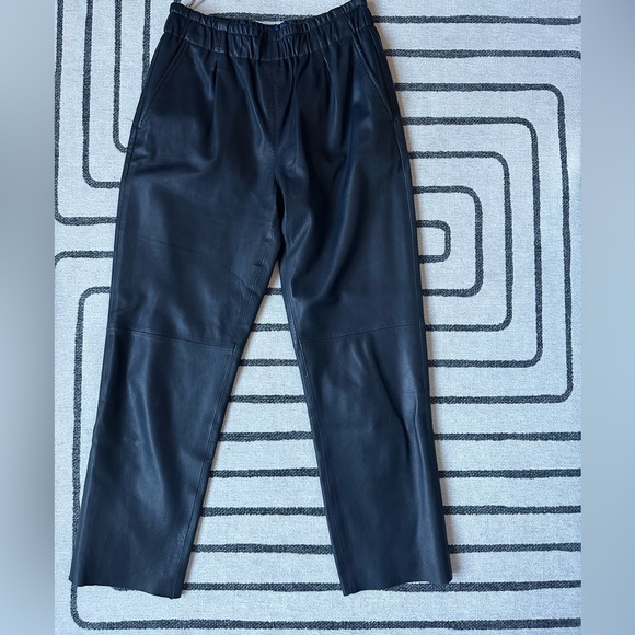 Joie Pants - Joie Women's Araona Cropped Leather Pants In Midnight Blue Size SMALL